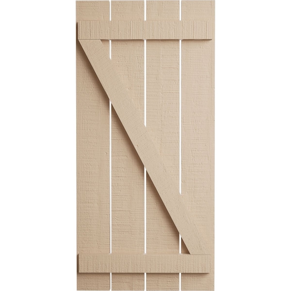 Ekena Millwork Rustic Four Board Spaced Board-n-Batten Rough Cedar Faux Wood Shutters w/Z-Board, 23 1/2W x 30H, PR - SHUBSZ23X30RCPR