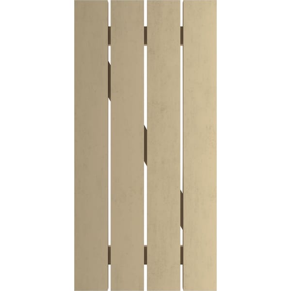Ekena Millwork Rustic Four Board Spaced Board-n-Batten Rough Cedar Faux Wood Shutters w/Z-Board, 23 1/2W x 30H, PR - SHUBSZ23X30RCPR