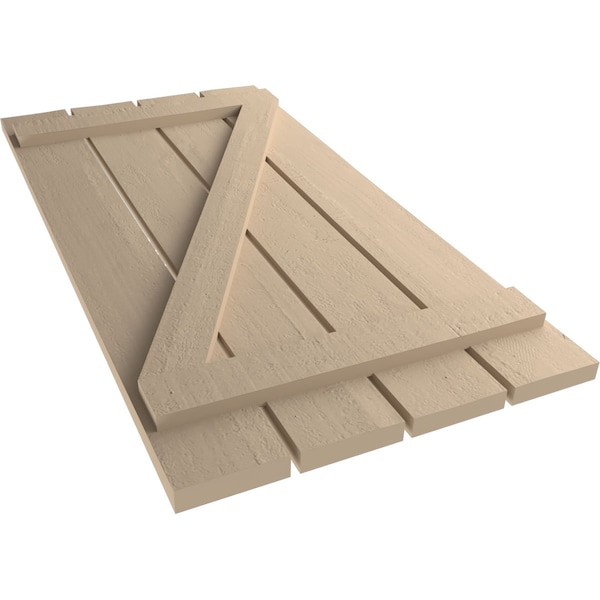 Ekena Millwork Rustic Four Board Spaced Board-n-Batten Rough Cedar Faux Wood Shutters w/Z-Board, 23 1/2W x 30H, PR - SHUBSZ23X30RCPR