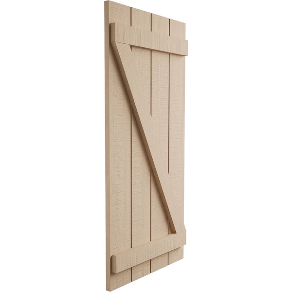 Ekena Millwork Rustic Four Board Spaced Board-n-Batten Rough Cedar Faux Wood Shutters w/Z-Board, 23 1/2W x 30H, PR - SHUBSZ23X30RCPR