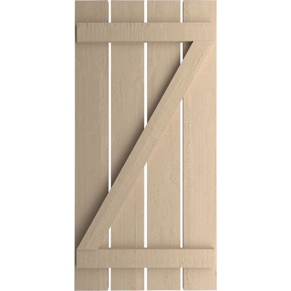 Ekena Millwork Rustic Four Board Spaced Board-n-Batten Rough Cedar Faux Wood Shutters w/Z-Board, 23 1/2W x 30H, PR - SHUBSZ23X30RCPR