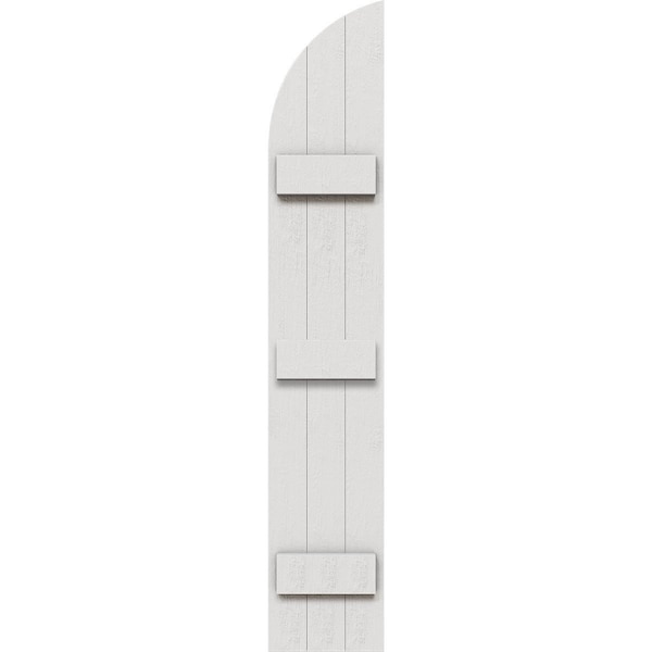 Ekena Millwork Rustic 3 Board Joined Board-n-Batten Faux Wood Shutters w/Quarter Round Arch Top, 16 1/8W x 65H, PR - FBJ06Q16X065RUF