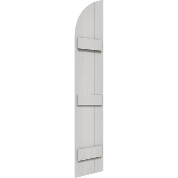 Ekena Millwork Rustic 3 Board Joined Board-n-Batten Faux Wood Shutters w/Quarter Round Arch Top, 16 1/8W x 65H, PR - FBJ06Q16X065RUF