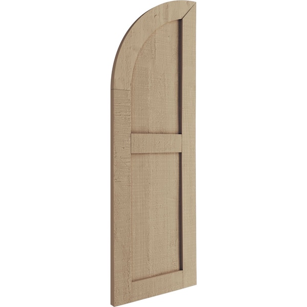 Ekena Millwork Rough Cedar 2 Equal Flat Panel w/Quarter Round Arch Top Faux Wood Shutters, 18W x 36H, PR - SHUFPQ18X36RCPR