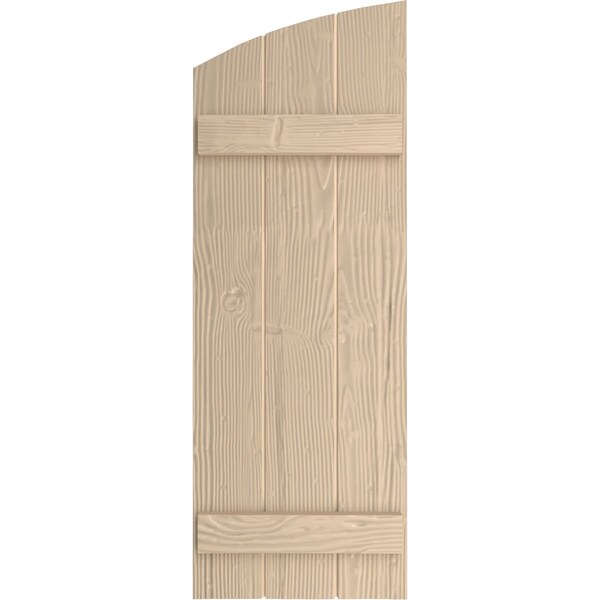 Ekena Millwork Sandblasted 3 Board Joined Board-n-Batten w/Elliptical Top Faux Wood Shutters, 16 1/2W x 32H, PR - SHUBJL16X32SDPR