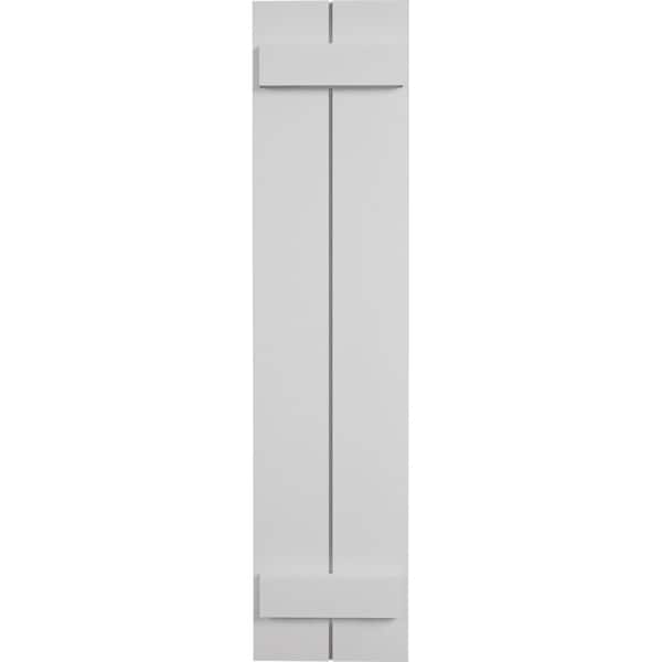 Ekena Millwork Rustic Two Board Joined Board-n-Batten Smooth Faux Wood Shutters (Per Pair), Primed Tan, 11"W x 28"H - SHUBJS11X28SMPR