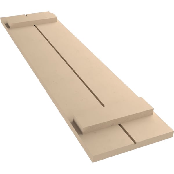 Ekena Millwork Rustic Two Board Joined Board-n-Batten Smooth Faux Wood Shutters (Per Pair), Primed Tan, 11"W x 28"H - SHUBJS11X28SMPR