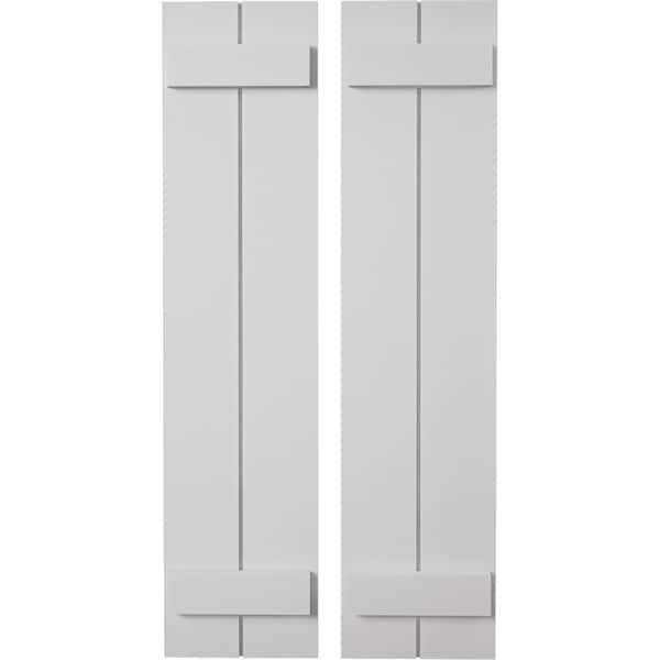 Ekena Millwork Rustic Two Board Joined Board-n-Batten Smooth Faux Wood Shutters (Per Pair), Primed Tan, 11"W x 28"H - SHUBJS11X28SMPR