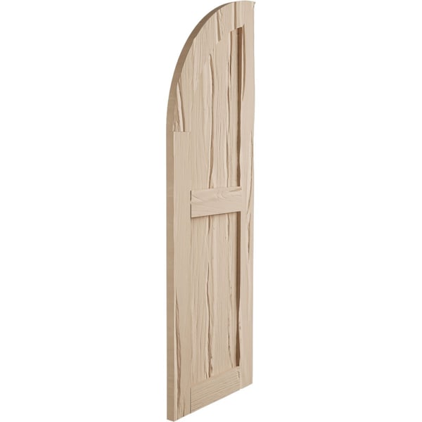 Ekena Millwork Riverwood 2 Equal Flat Panel w/Quarter Round Arch Top Faux Wood Shutters, 15W x 62H, 47 Low Side, PR - SHUFPQ15X62RWPR