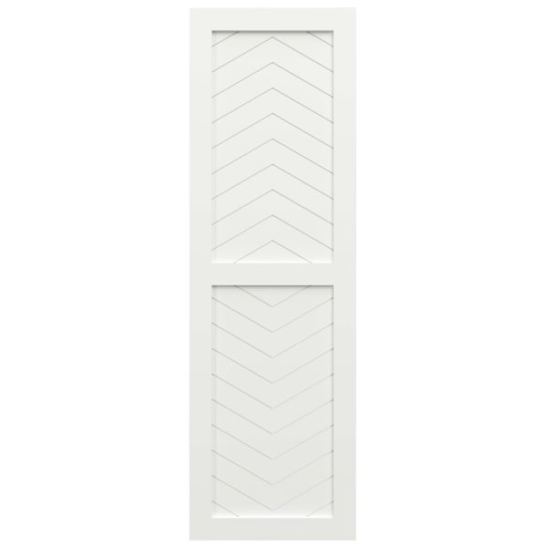 Ekena Millwork True Fit PVC Two Panel Chevron Modern Style Fixed Mount Shutters, Unfinished, 15W x 57H, PR - TFP101CV15X057UN
