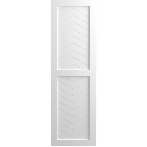 Ekena Millwork True Fit PVC Two Panel Chevron Modern Style Fixed Mount Shutters, Unfinished, 15W x 57H, PR - TFP101CV15X057UN