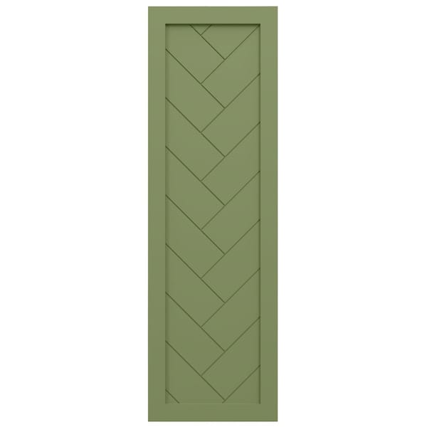 Ekena Millwork True Fit PVC Single Panel Herringbone Modern Style Fixed Mount Shutters, Moss Green, 12W x 63H, PR - TFP001HB12X063MG