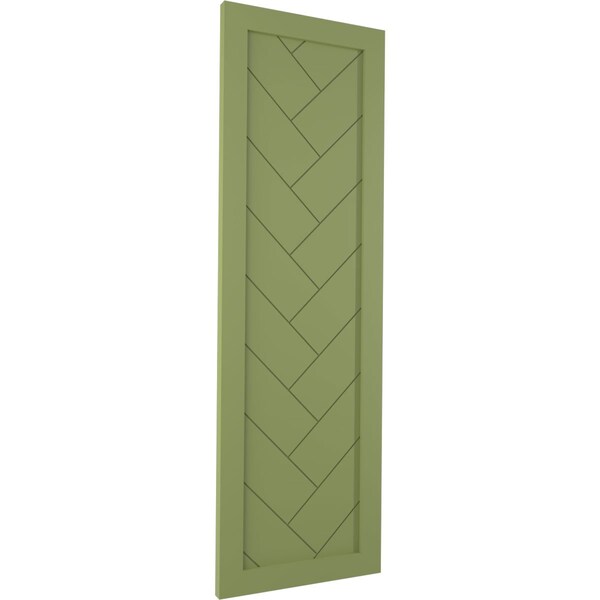 Ekena Millwork True Fit PVC Single Panel Herringbone Modern Style Fixed Mount Shutters, Moss Green, 12W x 63H, PR - TFP001HB12X063MG