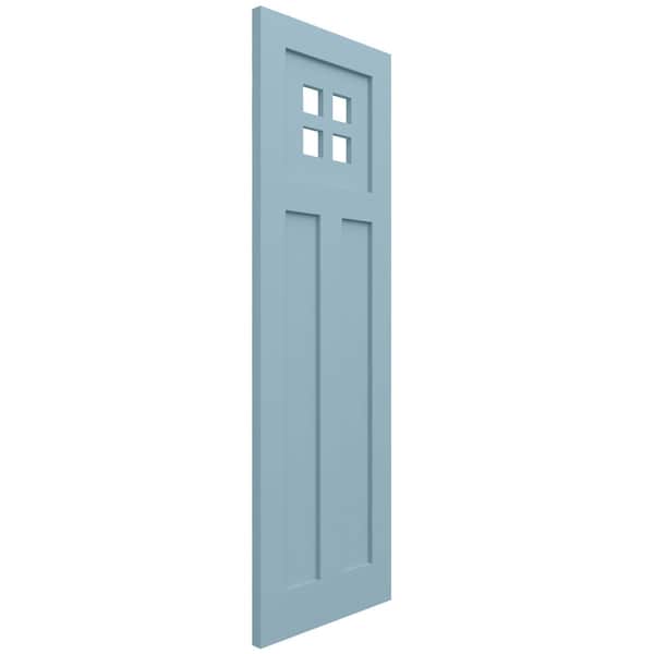 Ekena Millwork True Fit PVC San Antonio Mission Style Fixed Mount Shutters, Peaceful Blue, 15W x 76H, PR - TFP001ST15X076SB