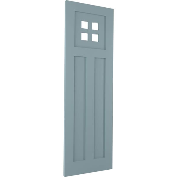Ekena Millwork True Fit PVC San Antonio Mission Style Fixed Mount Shutters, Peaceful Blue, 15W x 76H, PR - TFP001ST15X076SB