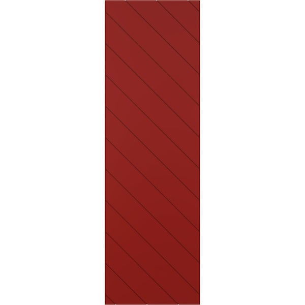 Ekena Millwork 18W x 52H True Fit PVC Diagonal Slat Modern Style Fixed Mount Shutters, Fire Red, PR - TFP001DG18X052BR