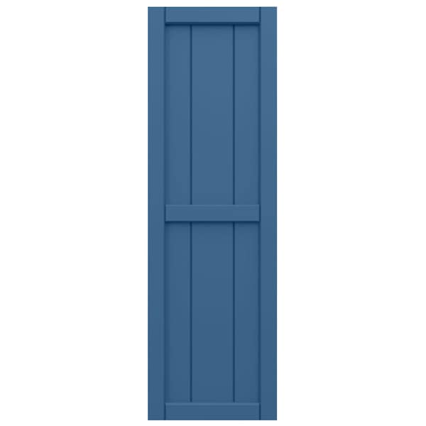 Ekena Millwork True Fit PVC, Two Board Framed Board-n-Batten Shutters, Sojourn Blue, 10 3/4W x 30H, PR - TFP101BF11X030HB