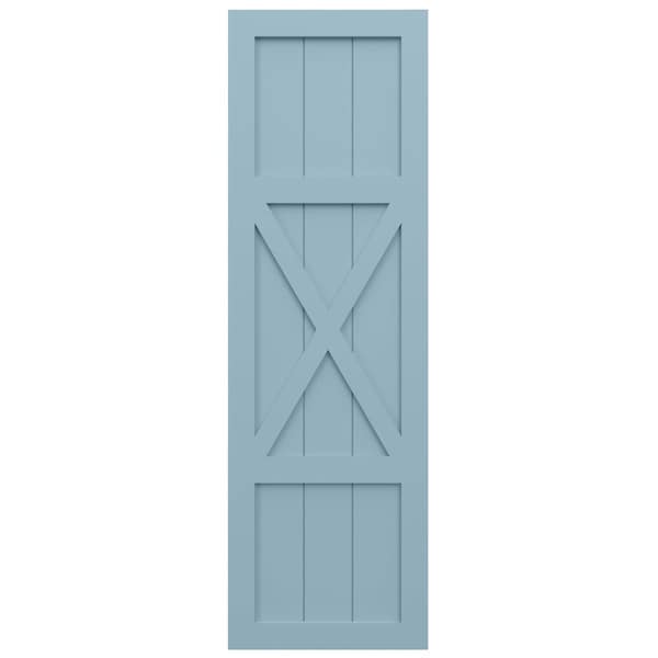 Ekena Millwork True Fit PVC Center X-Board Farmhouse Fixed Mount Shutters, Peaceful Blue , 18W x 39H, PR - TFP107FH18X039SB