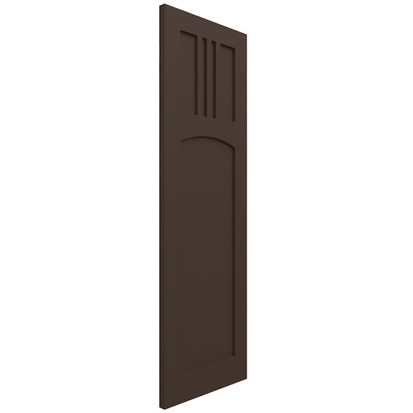 Ekena Millwork True Fit PVC San Miguel Mission Style Fixed Mount Shutters, Raisin Brown, 15W x 65H, PR - TFP001SM15X065TB
