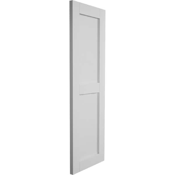 Ekena Millwork Rustic Two Equal Panel Flat Panel Smooth Faux Wood Shutters (Per Pair), Primed Tan, 15"W x 82"H - SHUFP15X82SMPR
