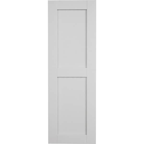 Ekena Millwork Rustic Two Equal Panel Flat Panel Smooth Faux Wood Shutters (Per Pair), Primed Tan, 15"W x 82"H - SHUFP15X82SMPR