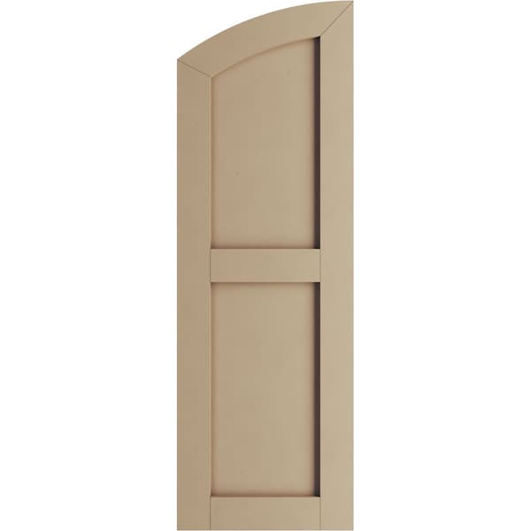 Ekena Millwork Timberthane Smooth 2 Equal Flat Panel w/Elliptical Top Faux Wood Shutters, 15Wx68H, 63 Low Side, PR - SHUFPL15X68SMPR