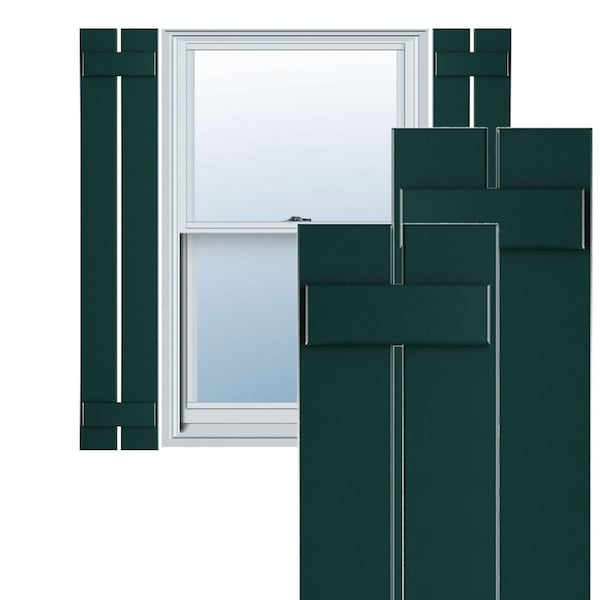 Ekena Millwork True Fit PVC Two Board Spaced Board-n-Batten Shutters, Thermal Green, 11 1/4W x 48H, PR - TFP101SBF11X048FG