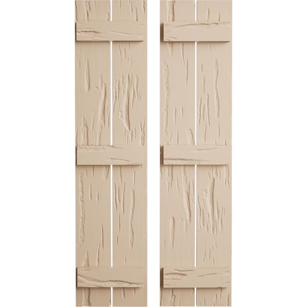 Ekena Millwork Rustic Two Board Spaced Board-n-Batten Pecky Cypress Faux Wood Shutters, 11 1/2"W x 72"H - SHUBSS11X72PCPR