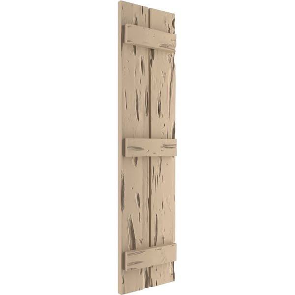 Ekena Millwork Rustic Two Board Spaced Board-n-Batten Pecky Cypress Faux Wood Shutters, 11 1/2"W x 72"H - SHUBSS11X72PCPR