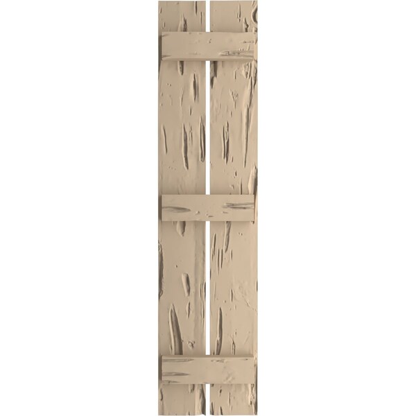 Ekena Millwork Rustic Two Board Spaced Board-n-Batten Pecky Cypress Faux Wood Shutters, 11 1/2"W x 72"H - SHUBSS11X72PCPR