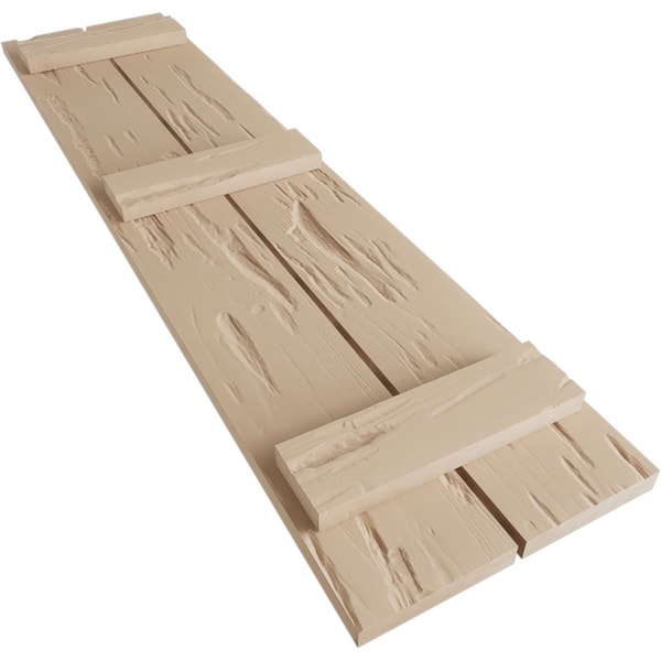 Ekena Millwork Rustic Two Board Spaced Board-n-Batten Pecky Cypress Faux Wood Shutters, 11 1/2"W x 72"H - SHUBSS11X72PCPR