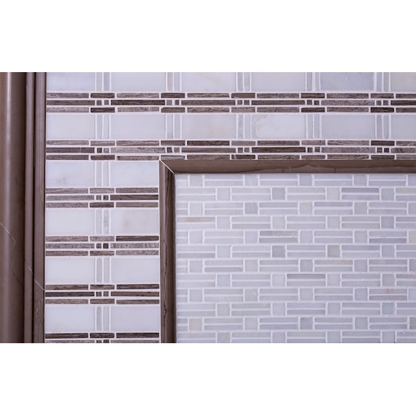 Apollo Tile Sample of Steccato Beige And White Mosaic 12"x12" Marble Tile - APLKB99P31EC30 SAMPLE