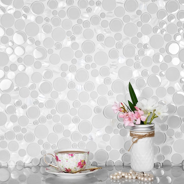 Apollo Tile Sample of Pearl And Glass Bubble 11.6"x11.6" Mosaic Tile - APLMOK99015EC110 SAMPLE