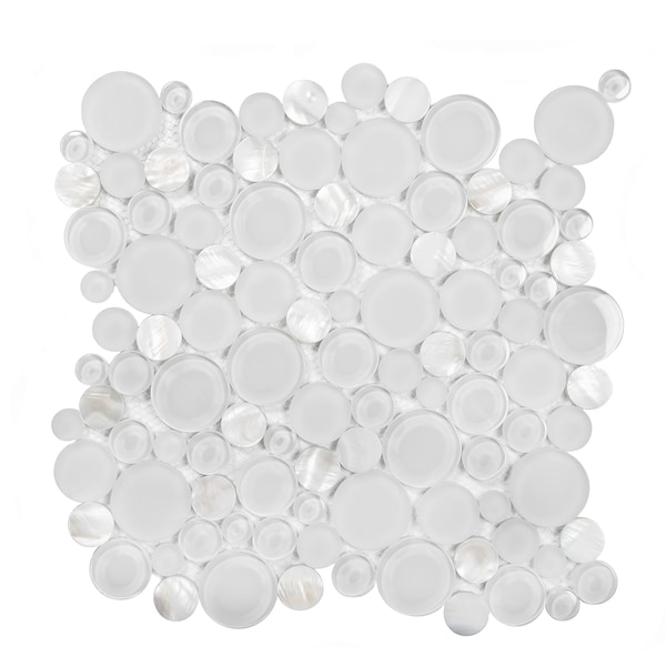 Apollo Tile Sample of Pearl And Glass Bubble 11.6"x11.6" Mosaic Tile - APLMOK99015EC110 SAMPLE