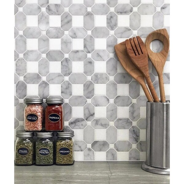 Apollo Tile Windmill White 5.17 sq.ft 12.2 in. x12.2 in. Marble Mosaic Tile, 5PK - APLDC99S10EC16
