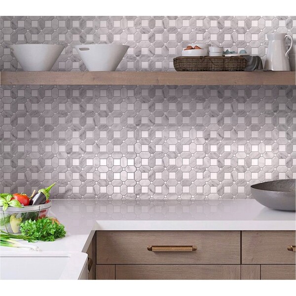 Apollo Tile Windmill White 5.17 sq.ft 12.2 in. x12.2 in. Marble Mosaic Tile, 5PK - APLDC99S10EC16
