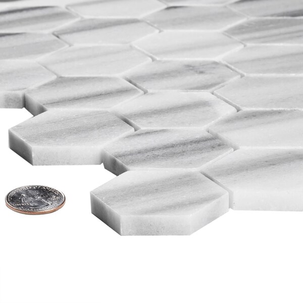 Apollo Tile Sample of Equator Hexagon 11.8"x11.8" Marble Mosaic Tile - APLMRM99G28EC88 SAMPLE