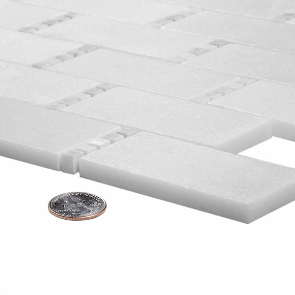 Apollo Tile Sample of White Subway With Dots 11.7"x13" Marble Mosaic Tile - APLDC99R02EC14 SAMPLE