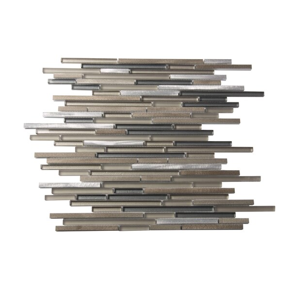 Apollo Tile Urban Rain 4.83 sq.ft 11.8 in. x11.8 in. Linear Glass & Metal Mosaic Tile, 5PK - APLCAS99005EC09