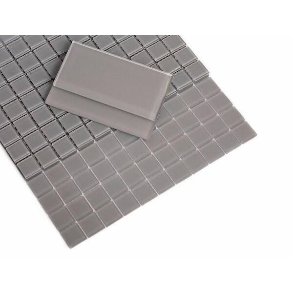 Apollo Tile Sample of 3X6 Frosted Soft Grey Subway Glass Tile 5 Sq.Ft. - APLA99092M36EC104 SAMPLE