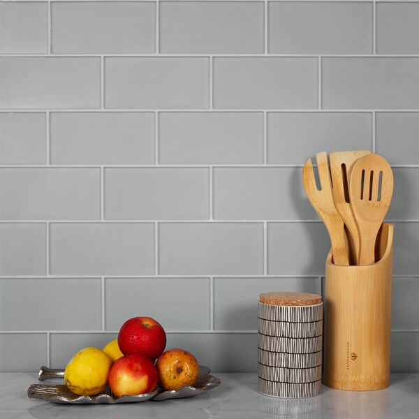 Apollo Tile Sample of 3X6 Frosted Soft Grey Subway Glass Tile 5 Sq.Ft. - APLA99092M36EC104 SAMPLE