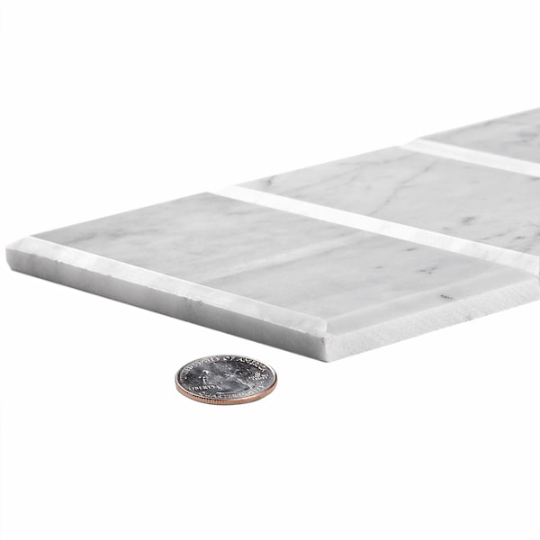 Apollo Tile Sample of 3X6 Carrara White Beveled Subway Polished Tile 5 Sq.Ft - APLFCA9936BPEC78 SAMPLE