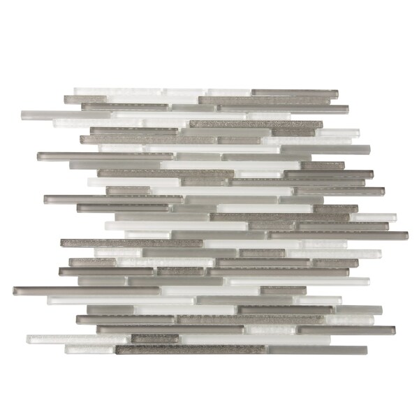 Apollo Tile Downtown Rain 4.83sq.ft 11.8 in. X11.8 in. Wht&Grey Linear Glass Mosaic Tile, 5PK - APLCAS99001EC08