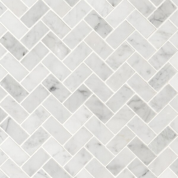 Msi Carrara White Herringbone Honed SAMPLE Marble Mesh-Mounted Mosaic Tile - ZOR-MD-0340-SAM