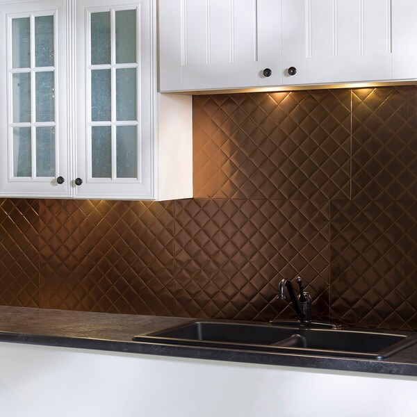 Fasade Fasade 18in x 24in Quilted Oil Rubbed Bronze Backsplash Panel 5pk - PB5426