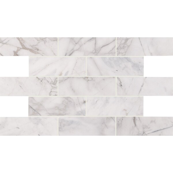 Msi Calacatta Cressa Honed SAMPLE Marble Subway Tile In White - ZOR-NS-0055-SAM