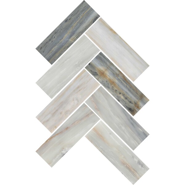 Daltile Gamma 2'' x 6'' Natural Stone Herringbone Wall and Floor Mosaic Tile, 10PK - M34026HERRMSPL