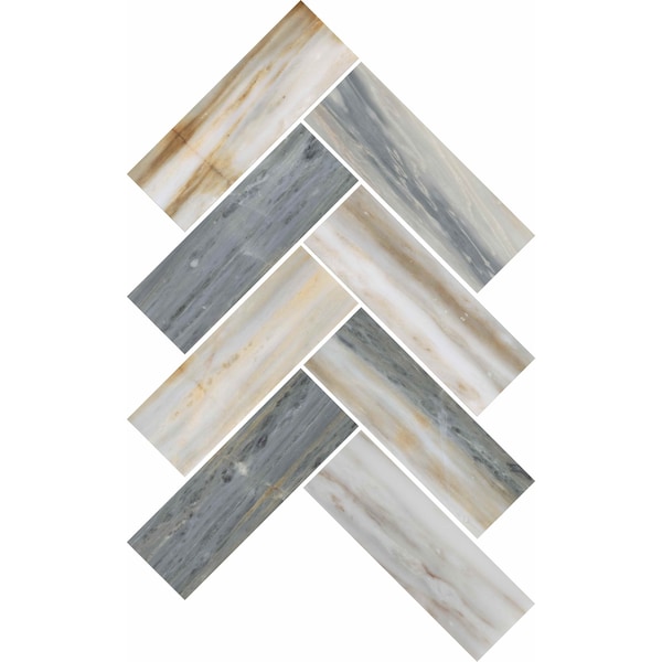 Daltile Gamma 2'' x 6'' Natural Stone Herringbone Wall and Floor Mosaic Tile, 10PK - M34026HERRMSPL