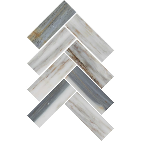 Daltile Gamma 2'' x 6'' Natural Stone Herringbone Wall and Floor Mosaic Tile, 10PK - M34026HERRMSPL