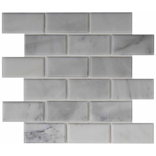 Msi Arabescato Carrara Greecian Mounted SAMPLE Marble Mosaic Tile In White - ZOR-MD-0149-SAM